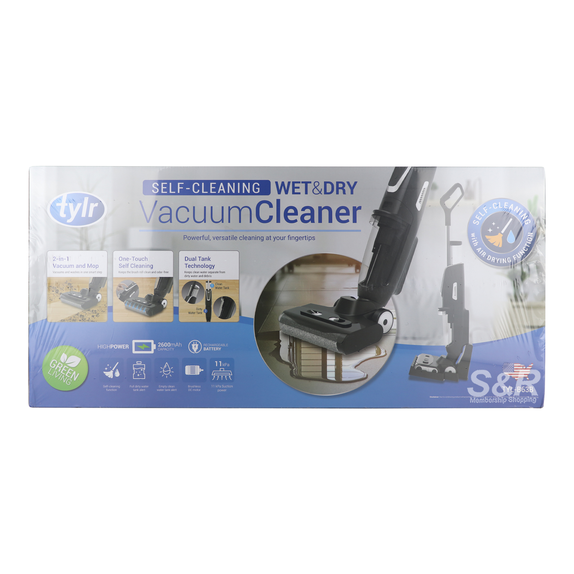 Tylr Self-Cleaning Wet and Dry Vacuum Cleaner TYL-B63B